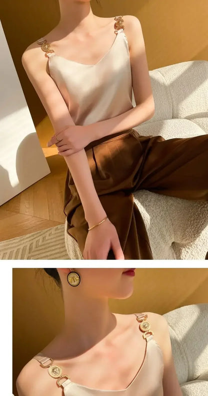 Black Satin Tank Top Fashion