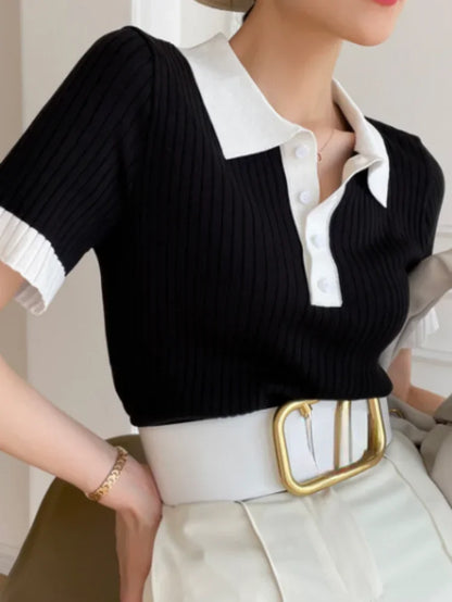 Mira – Ice Silk Slim Fit Polo Crop Top