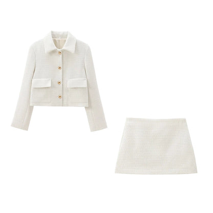 Mary 2 Piece Skirt and Jacket Set Off White