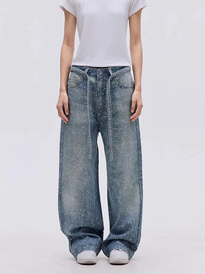 Aurora Rhinestone Wide Leg Jeans