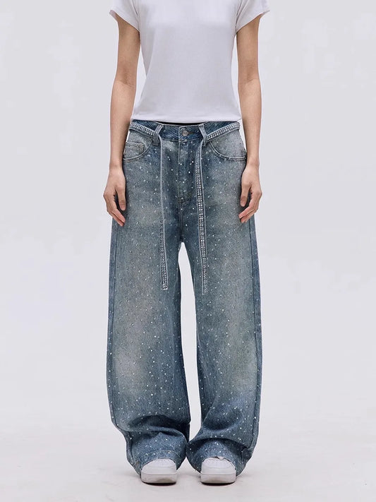 Aurora Rhinestone Wide Leg Jeans