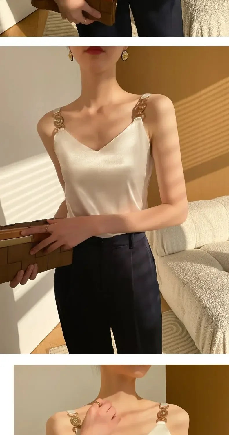Black Satin Tank Top Fashion
