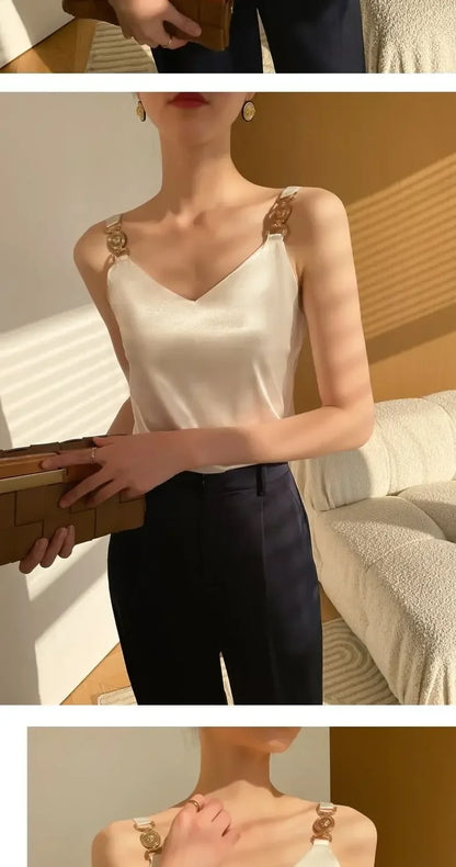 Black Satin Tank Top Fashion