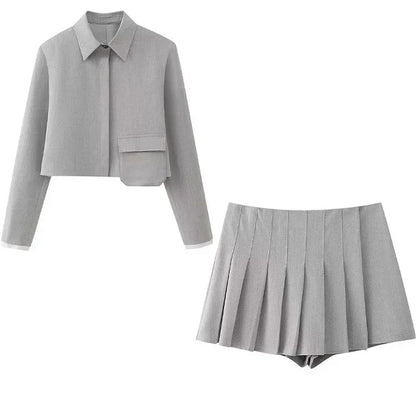 Milenna 2-piece set in grey with vintage side zipper