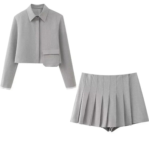 Milenna 2-piece set in grey with vintage side zipper