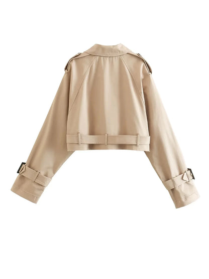 Women's spring vintage jacket with belt