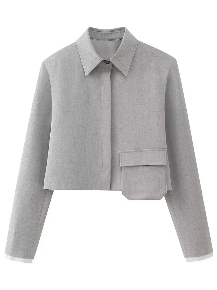 Milenna 2-piece set in grey with vintage side zipper