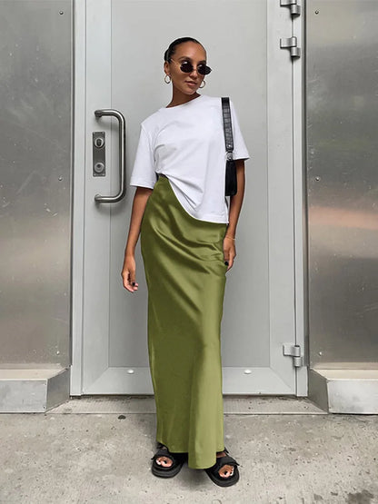 Elegant Satin Black Trumpet Skirts Fashion