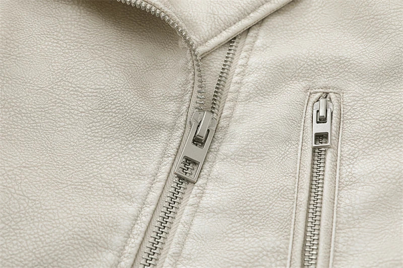 Women's washed leather jacket