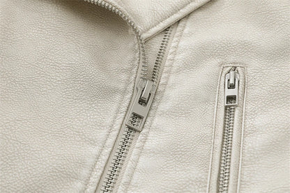 Women's washed leather jacket