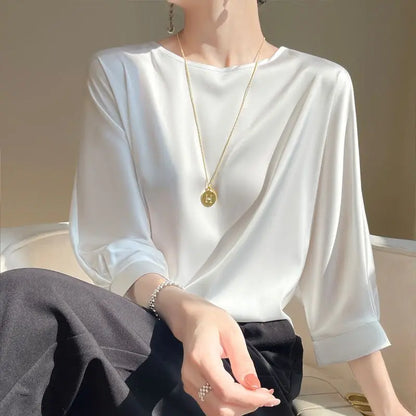 Maya – Satin Silk Half-Sleeve Tee