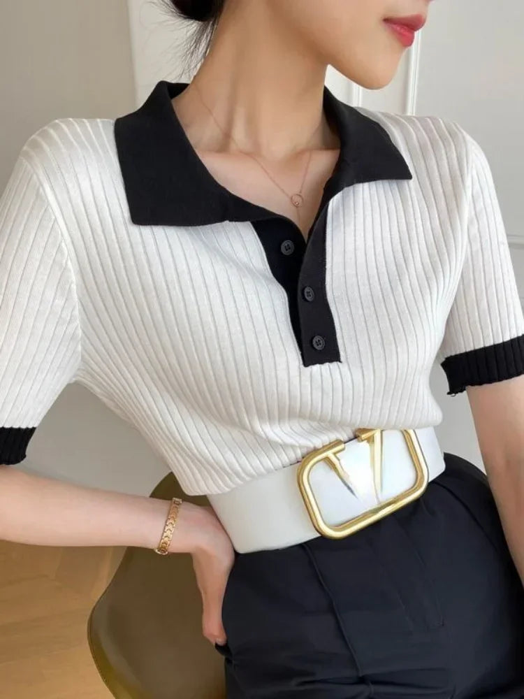 Mira – Ice Silk Slim Fit Polo Crop Top
