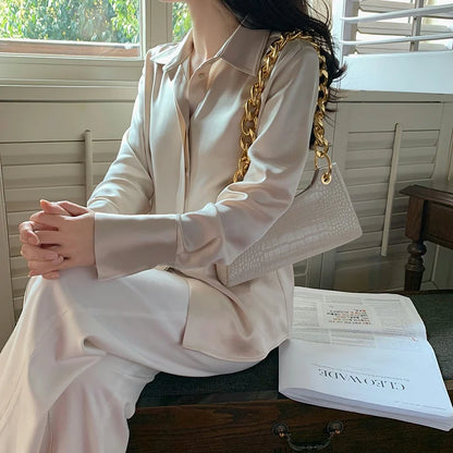 Chloe – Satin Long Sleeve Blouse