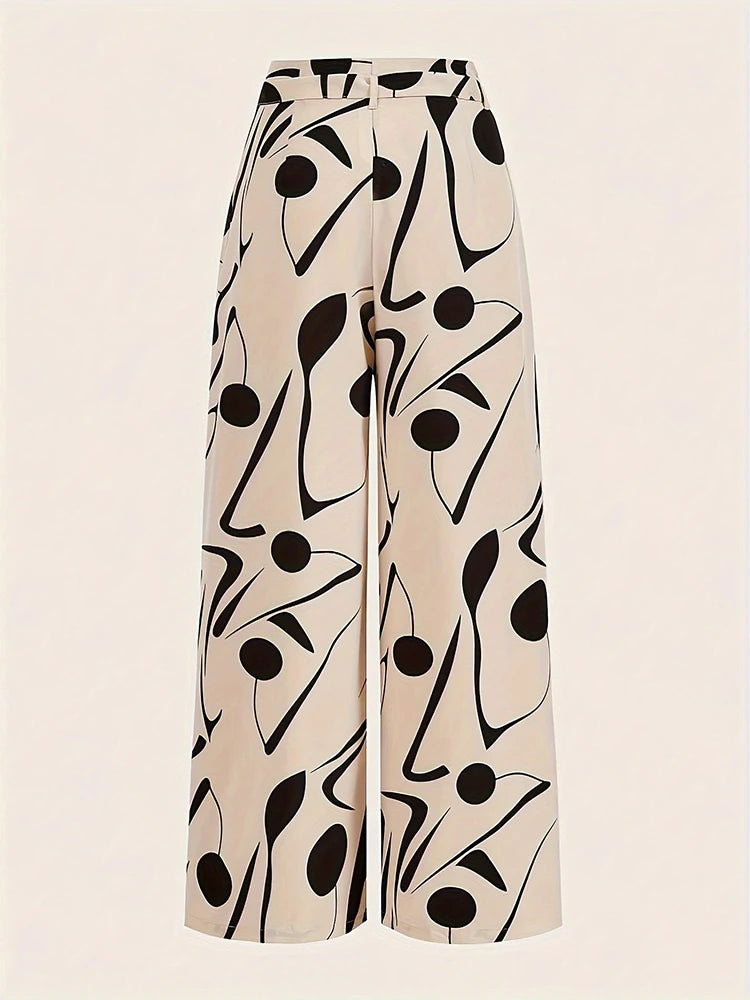 Maya Abstract Print Wide Leg Pants