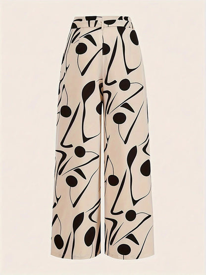 Maya Abstract Print Wide Leg Pants