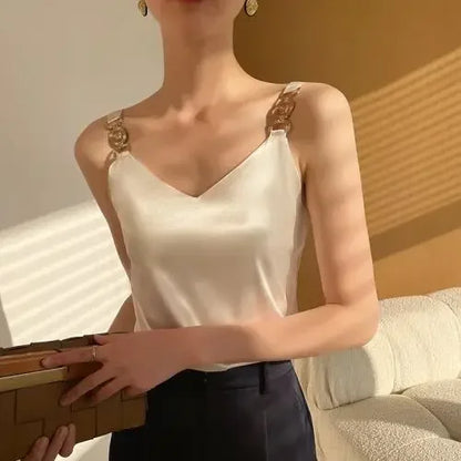 Black Satin Tank Top Fashion