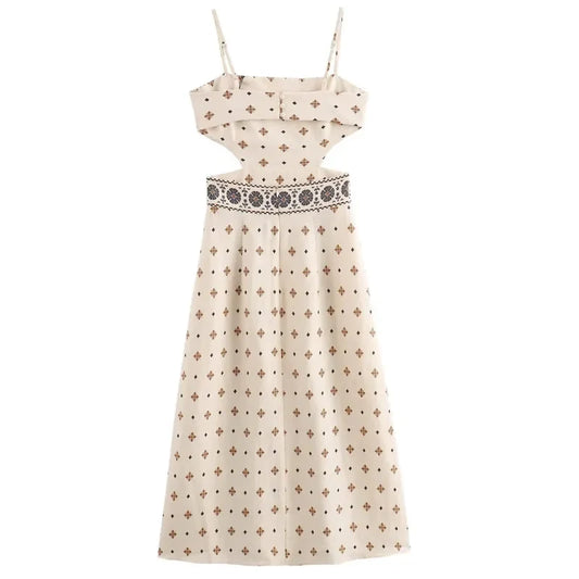 Glamour Print Summer Midi Dress