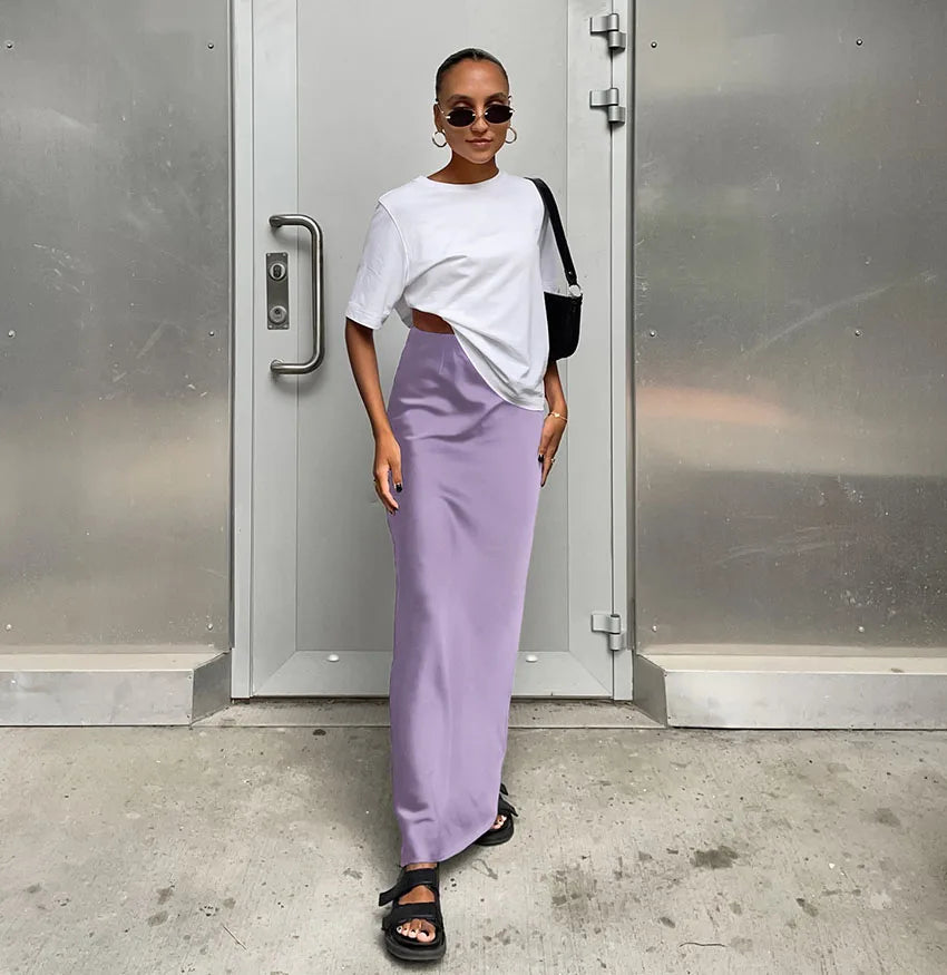 Elegant Satin Black Trumpet Skirts Fashion