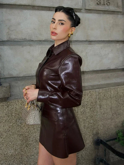 Tiffany leather coat and skirt set