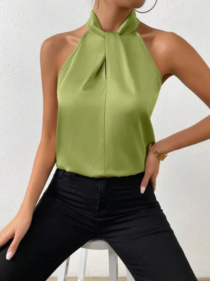 Lila – Halter Neck Sleeveless Silk-Like Top