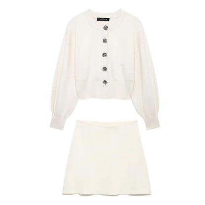 Megan Slim Fit 2 Piece Set Knitted Sweater Jacket