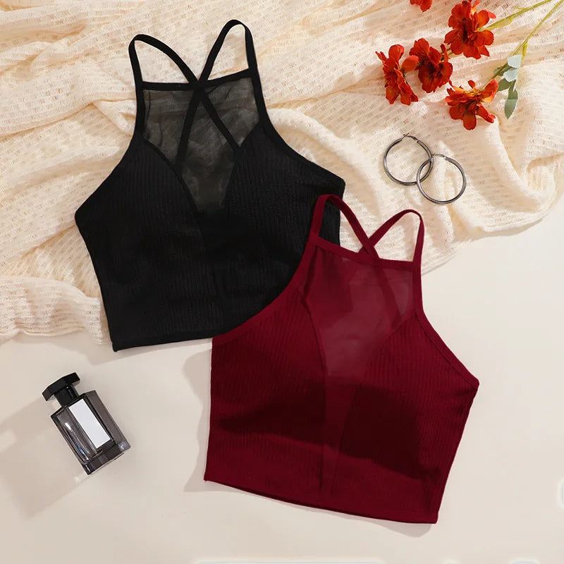 Mila – Sexy Mesh Camisole Crop Top | Bold & Effortless