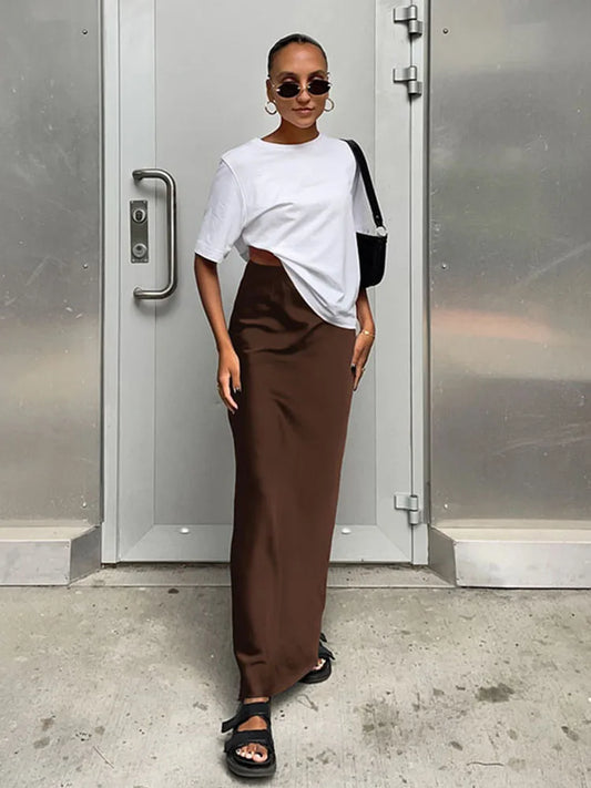 Elegant Satin Black Trumpet Skirts Fashion