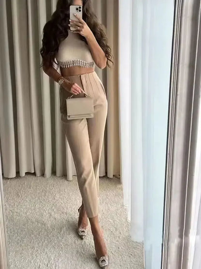 Lia High Waist Ankle Trousers