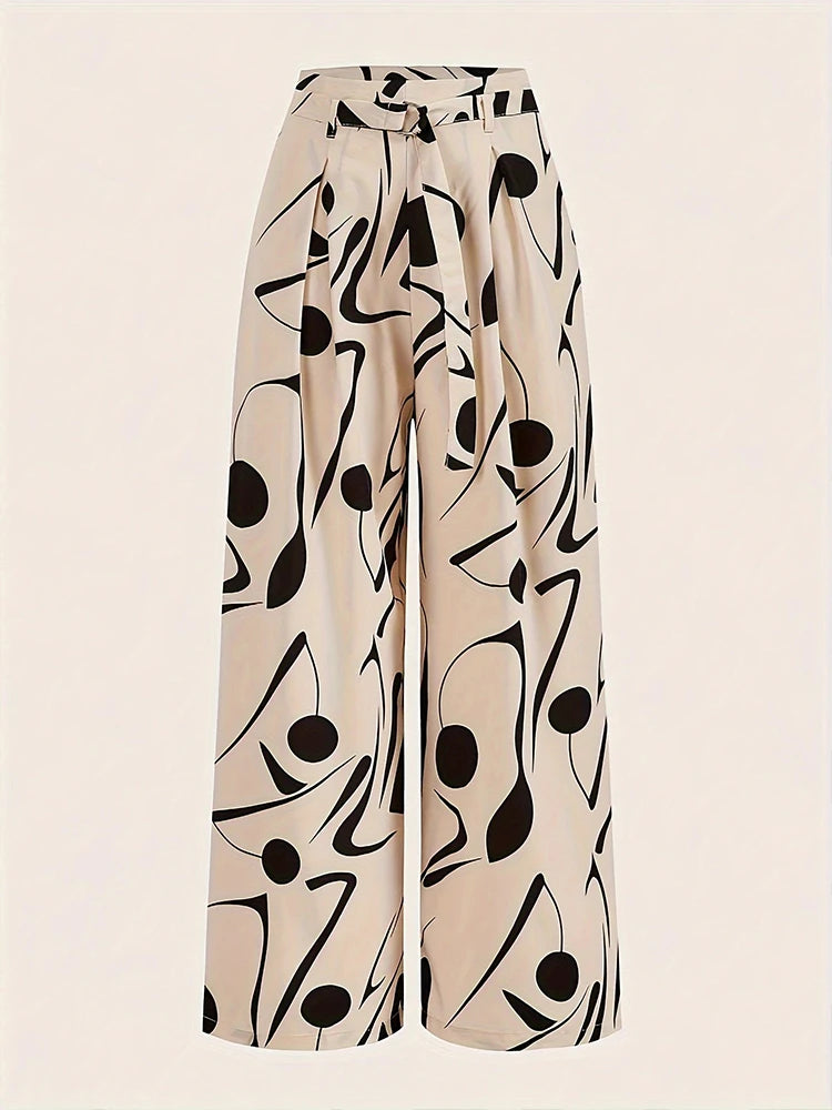 Maya Abstract Print Wide Leg Pants