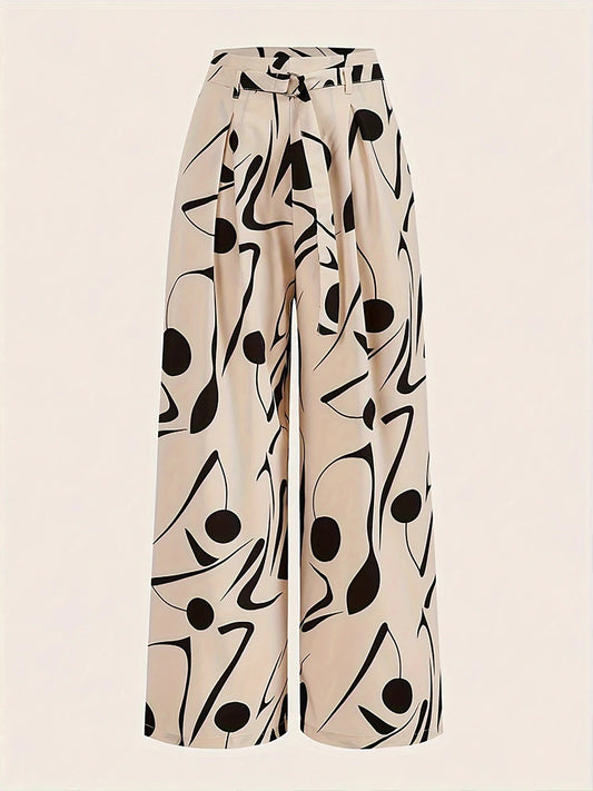 Maya Abstract Print Wide Leg Pants