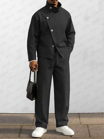 Urban Asymmetric Front Jacket Pant Set