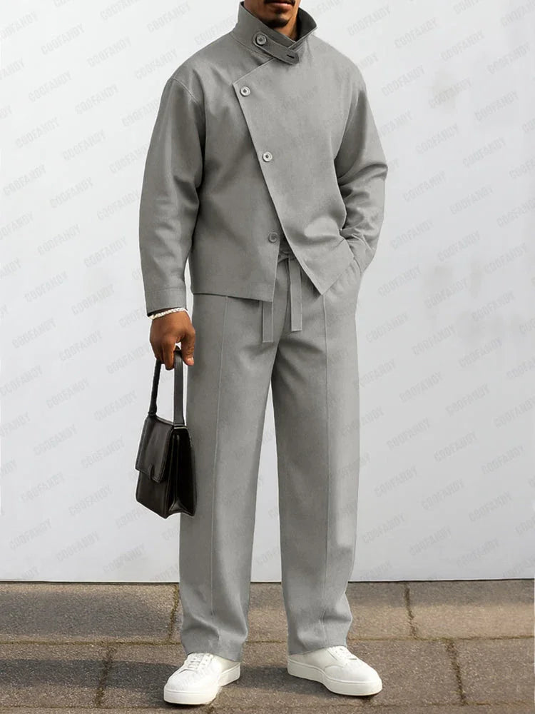 Urban Asymmetric Front Jacket Pant Set