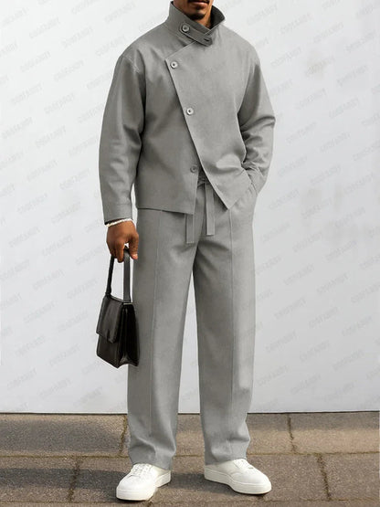 Urban Asymmetric Front Jacket Pant Set