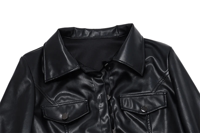 Candyhot Autumn Faux Leather Short Jacket