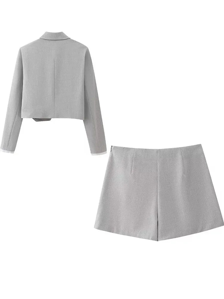 Milenna 2-piece set in grey with vintage side zipper