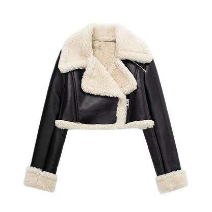 Jacket with Lining Women Fashion Solid Front Zipper