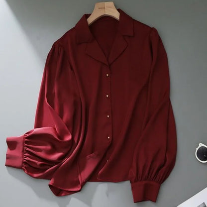 Vivian – Vintage Satin Draped Blouse