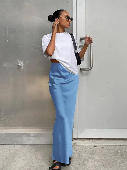 Elegant Satin Black Trumpet Skirts Fashion