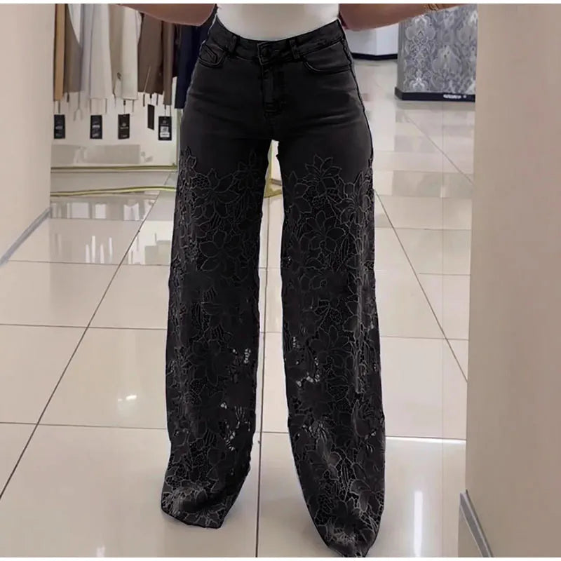 Bella High Waist Lace Denim Jeans