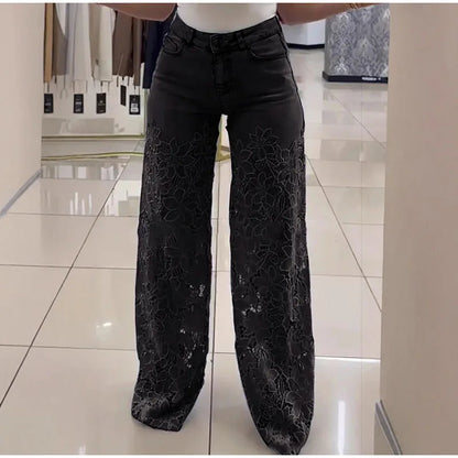 Bella High Waist Lace Denim Jeans