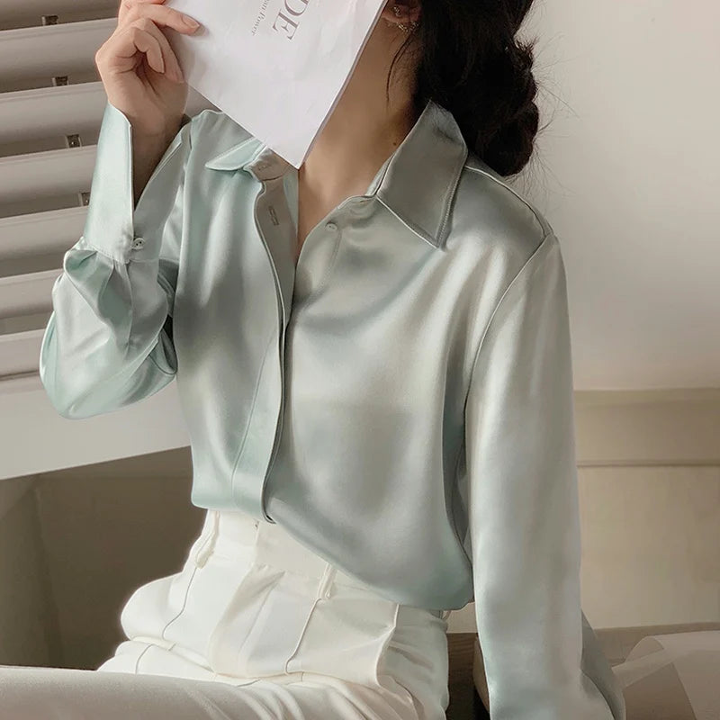Chloe – Satin Long Sleeve Blouse