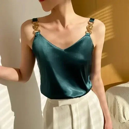 Black Satin Tank Top Fashion