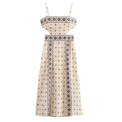 Glamour Print Summer Midi Dress