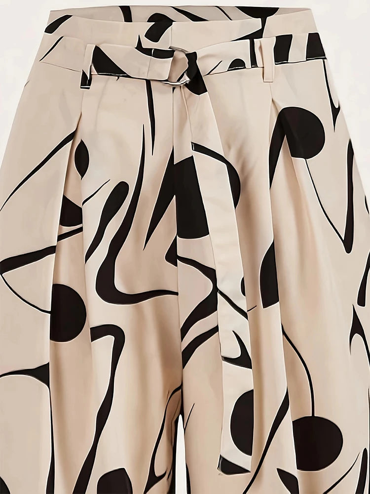 Maya Abstract Print Wide Leg Pants