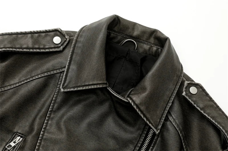 Women's washed leather jacket