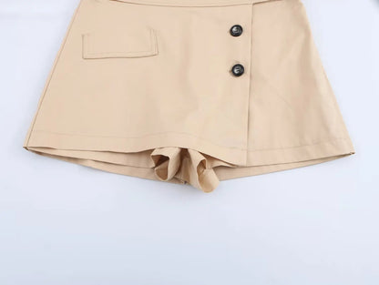 Anna Set Top + shorts elegant slim casual with zipper