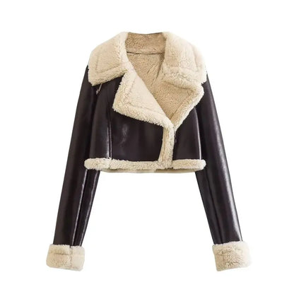 Jacket with Lining Women Fashion Solid Front Zipper