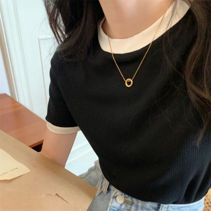 Casual Slim Fit Short Sleeve T-shirt Women's