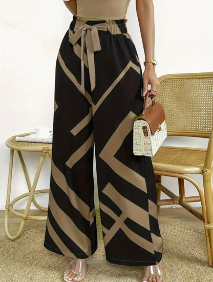 Mary pants with geometric print and high waist with front bow
