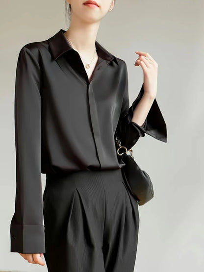Chloe – Satin Long Sleeve Blouse